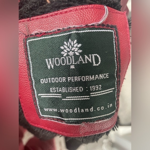 Woodland Red Leather Winter Weight Fur Lined Moto Jacket Size S M​​​​​​​​​ - Picture 6 of 7